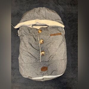 JJ Cole Gray Linen Zip-Up Baby Bunting